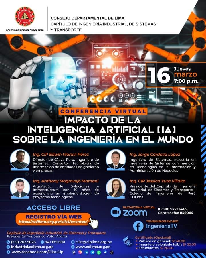 Webinar Conferencia IMPACTO DE LA INTELIGENCIA ARTIFICIAL(IA