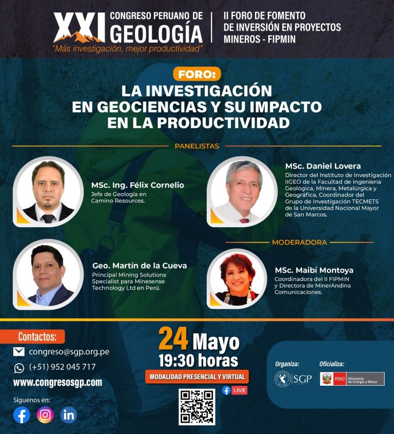 Foro: “𝗟𝗮 𝗜𝗻𝘃𝗲𝘀𝘁𝗶𝗴𝗮𝗰𝗶𝗼́𝗻 𝗲𝗻 𝗚𝗲𝗼𝗰𝗶𝗲𝗻𝗰𝗶𝗮𝘀 𝘆 𝘀𝘂 𝗶𝗺𝗽𝗮𝗰𝘁𝗼 𝗲𝗻 𝗹𝗮 𝗣𝗿𝗼𝗱𝘂𝗰𝘁𝗶𝘃𝗶𝗱𝗮𝗱” – 𝟮𝟰 𝗺𝗮𝘆𝗼 /𝟭𝟵h𝟯𝟬