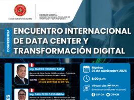 Conferencia: ENCUENTRO INTERNACIONAL DE DATA CENTER Y TRANSFORMACIรN DIGITAL / 25 noviembre, 6:00 p.m.
