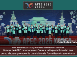 Nota de Prensa APEC COREA (20-11-25): Ministerio de Relaciones Exteriores: “Líderes de APEC reconocen en Corea a la Hoja de Ruta de Lima como vía para promover la transición a la formalización económica”.