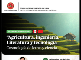 Encuentro internacional (Perú–China) / “AGRICULTURA, INGENIERÍA, LITERATURA Y TECNOLOGÍA: Cosmología de letras y ciencia” – Sala SUM (Sótano 4) / 22 julio 2026, de 2:00 p.m. a 5:00 p.m.