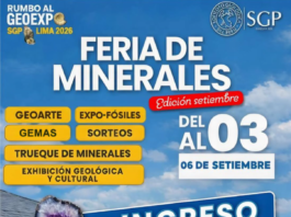 Edición Setiembre / “FERIA DE MINERALES” – Local SGP / 03 al 06 setiembre 2026; 11 a.m a 8 p.m.