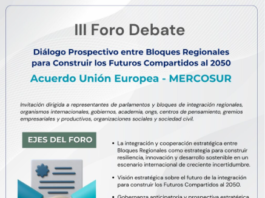 Cultura PROSPECTIVA / III Foro Debate – “DIÁLOGO PROSPECTIVO ENTRE BLOQUES REGIONALES PARA CONSTRUIR LOS FUTUROS COMPARTIDOS AL 2050” – Acuerdo Unión Europea–MERCOSUR / 26 agosto 2026; 14h00 (Paraguay).