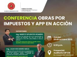 Conferencia: “OBRAS POR IMPUESTO Y AFP EN ACCIÓN” – Auditorio CIP CN / 29 octubre; 6:30 p.m.